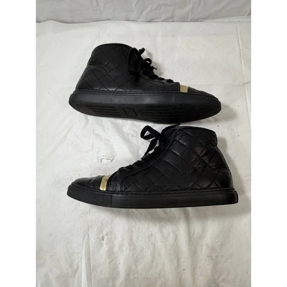 Thakoon Black and Gold Leather High-Top Sneakers